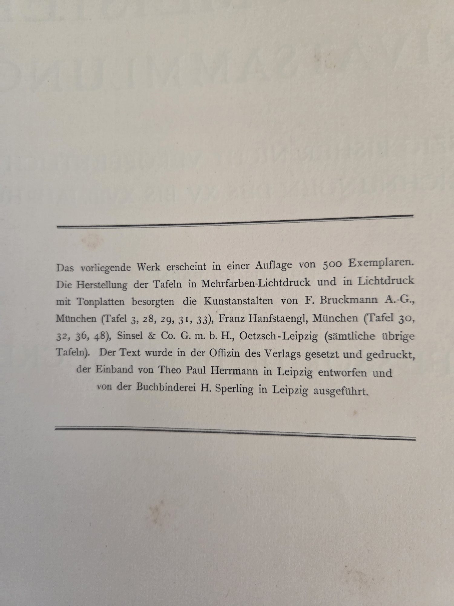 Imprint stating an edition of 500 copies