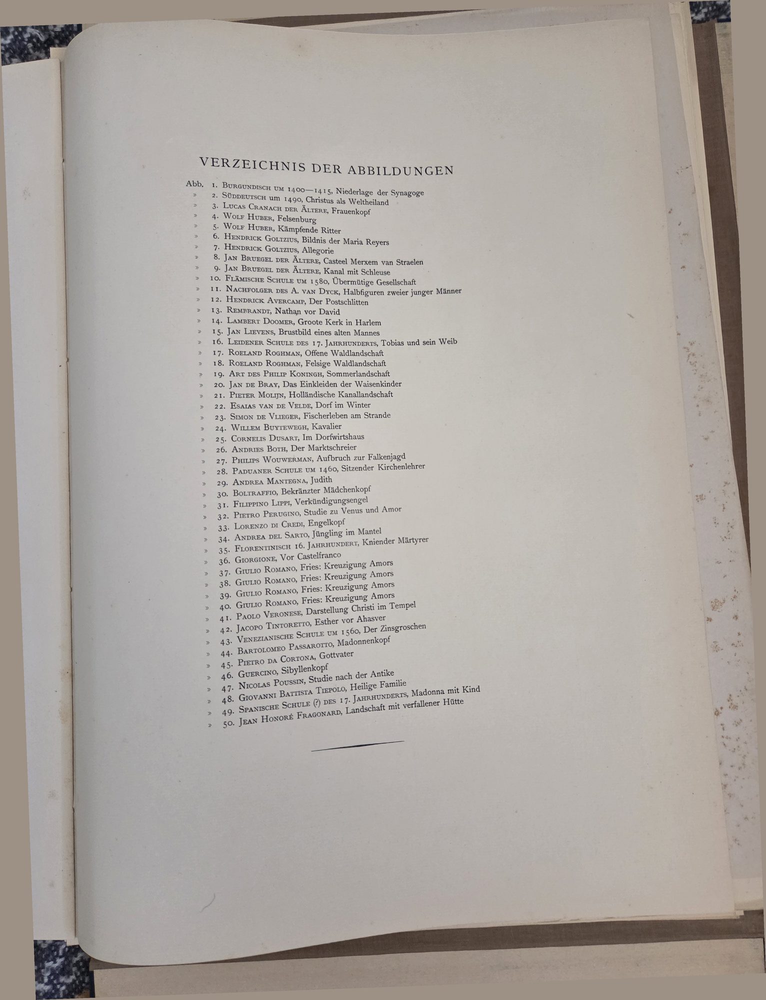 Verzeichnis, Becker’s list of the plates