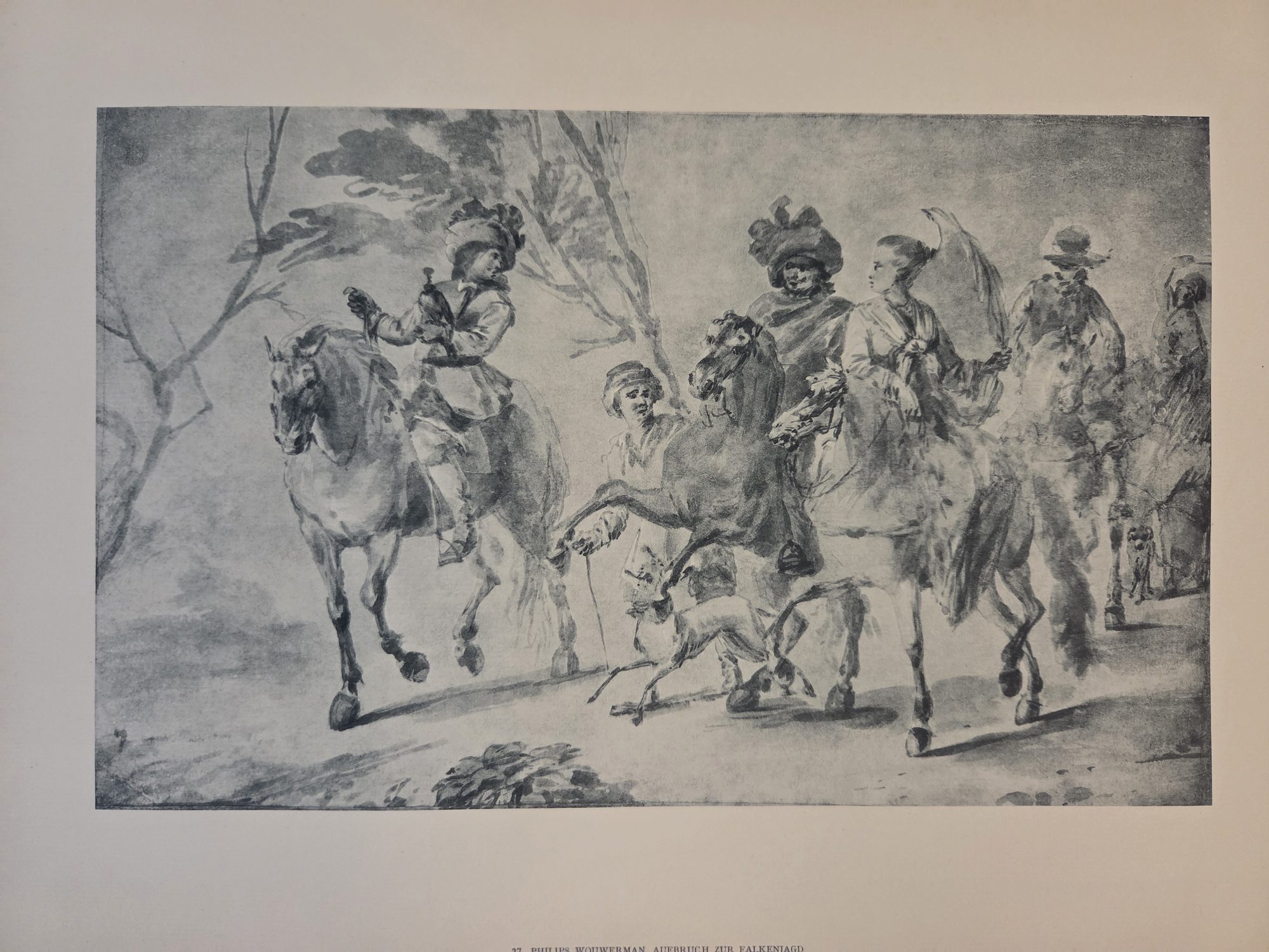 Setting Out for the Falcon Hunt, Philips Wouwerman (reproduction in Becker 1922)